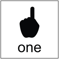Poster - One hand sign. Black icon on white background. silhouette of the index finger, the number one sign or as a pointing symbol. Design element silhouette of body part, part of the hand