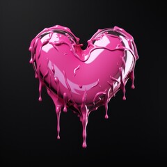 Melting heart shape with a dripping black background