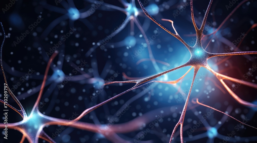 Stock-Illustration „Neuronal network Brain elements: neurons, synapses ...