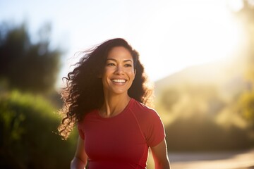 Wall Mural - Woman running jogging smiling happy