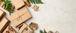 Eco-friendly packaging materials, including cardboard and paper, are shown on a light surface, emphasizing the concept of preserving the planet from unseen waste.