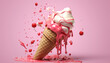 © Jeronimo Ramos - Ice cream cone, strawberry, chocolate, vanilla, refreshing, fruity, delicious generated by AI
