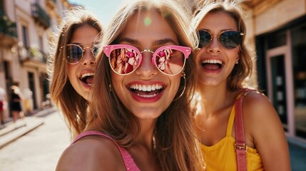 Wall Mural - female friends on a summer holiday