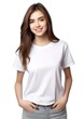 © InfiniteStudio - Smiling woman on a white background wearing a white T-shirt