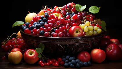 Poster - Freshness of nature bounty in a colorful fruit bowl generated by AI