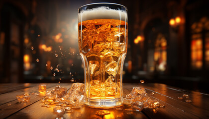 Poster - Alcohol bar, drink establishment, pub, drinking glass, table, close up generated by AI