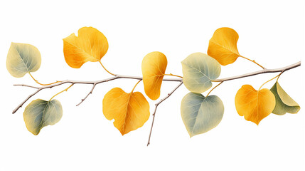 Wall Mural - aspen leaves illustration on white isolated background