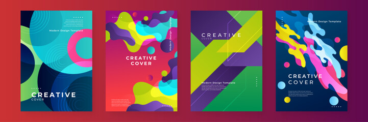 Canvas Print - Colorful colourful modern vector abstract creative design shapes covers. Colorful gradient geometric design for poster, banner, brochure, leaflet, cover, magazine, or flyer.
