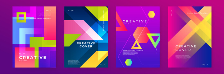 colorful colourful vector abstract minimalist and modern shapes creative design cover. colorful grad