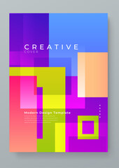 Colorful colourful vector abstract creative cover collection design with shapes. Colorful gradient geometric design for poster, banner, brochure, leaflet, cover, magazine, or flyer.