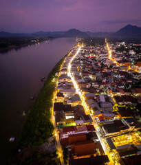 Wall Mural - Chiang Khan view at sunset in Loei, Thailand