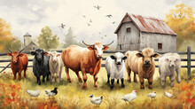 Farm Animals Illustrate Cute Farm Animals Like Sheep