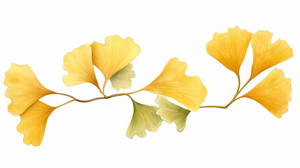 ginkgo leaves illustration on white isolated background