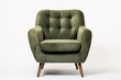 Vintage armchair in olive velvet isolated and insulated