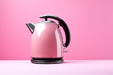 Vintage Retro Electric Kettle On Pink Background Representing Lifestyle And Design