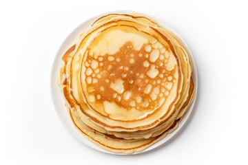 Sticker - White background top view of delicious pancakes