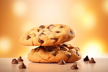 Sticker - Chocolate chip cookies on a cream background representing a sweet biscuit idea