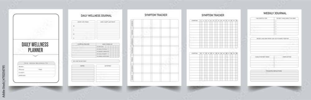 Editable Daily Wellness Planner Kdp Interior printable template Design ...