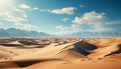 Wall Mural - Majestic mountain range, tranquil scene, striped sand dune generated by AI