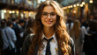 © Jeronimo Ramos - Smiling adult woman, confident and elegant, looking at camera outdoors generated by AI