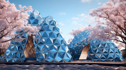 Wall Mural - faceted diamond shaped panels creating a gem architecture