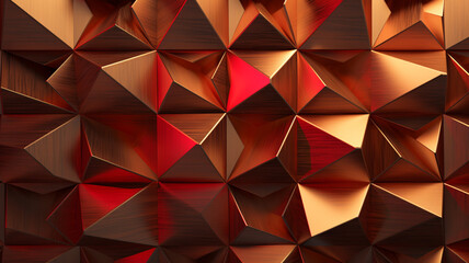 Wall Mural - Geometric Wood Panel Wall with cut-outs backlit