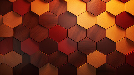 Wall Mural - geometric wood panel wall with cut-outs backlit background