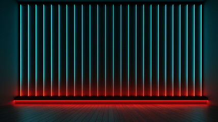 Wall Mural - neon pinstripe wall with glowing vertical lines on a wall design