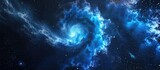 Fototapeta Kosmos - Generated abstract rendering of blue spiral nebula in space.
