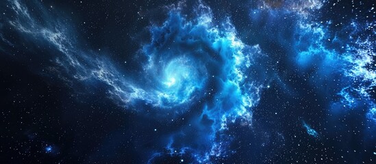 Wall Mural - generated abstract rendering of blue spiral nebula in space.