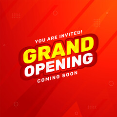 Wall Mural - grand opening banner promotion template with 3d text on red background. special deal label design. m