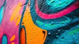 Fototapeta  - A photo of a graffiti-covered wall with vibrant and abstract patterns, depth of field control method, primitivism, 64K, high resolution --ar 16:9 --v 6 Job ID: 245ca06d-4192-4fe1-9b82-3a73d5901697