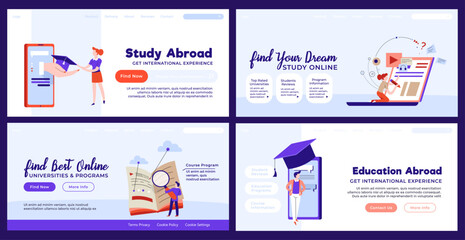 Web banner design set for online education promo