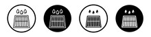 Sewer Drain Icon Set. Grate Drainage Vector Symbol In A Black Filled And Outlined Style. Sewerage Drain System Sign.