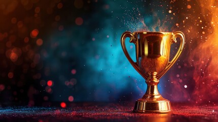 Wall Mural - winner background concept with copy space. highlighting the trophy with a background setting