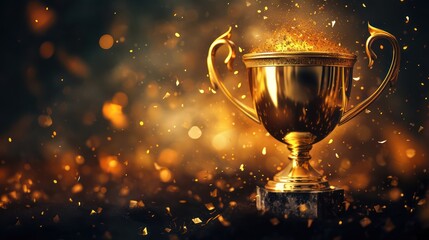 Wall Mural - winner background concept with copy space. highlighting the trophy with a background setting