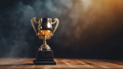 Wall Mural - winner background concept with copy space. highlighting the trophy with a background setting