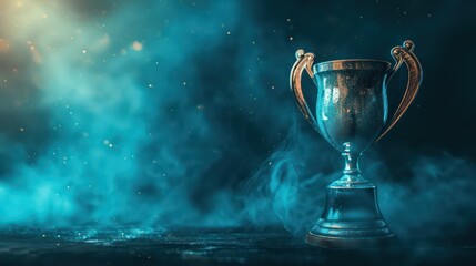 Wall Mural - winner background concept with copy space. highlighting the trophy with a background setting