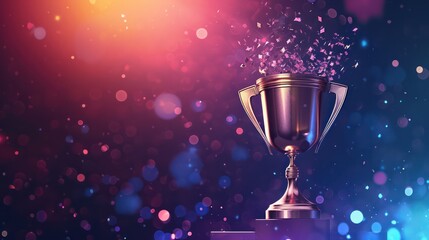 Wall Mural - winner background concept with copy space. highlighting the trophy with a background setting