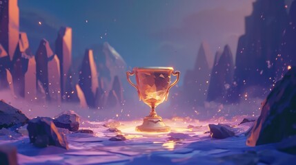 Wall Mural - winner background concept with copy space. highlighting the trophy with a background setting