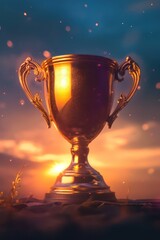 Wall Mural - highlighting the trophy in a winner-themed background with thoughtfully incorporated copy space.