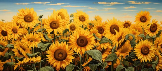 Wall Mural - Sunflowers in a Field