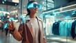 AI Person experiencing augmented reality with AR glasses , AI person, augmented reality, AR glasses