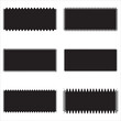 Zigzag Edge Rectangle Shapes Icon Set. A group of 6 rectangular shapes with round corners and jagged edges.1234