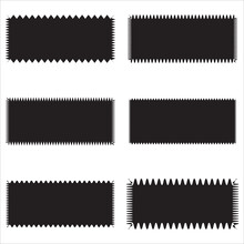 Zigzag Edge Rectangle Shapes Icon Set. A Group Of 6 Rectangular Shapes With Round Corners And Jagged Edges.1234