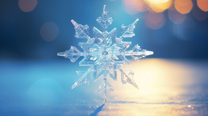 Wall Mural - Beautiful shining snowflake on a winter gradient