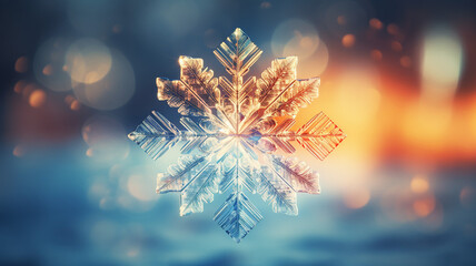 Wall Mural - Amazing shining snowflake on a winter gradient