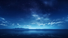 Beautiful Panorama Blue Night Sky Milky Way And Star On Dark Blue Sky