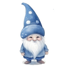 Watercolor illustration of blue gnomes