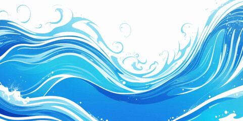 Wall Mural - Vector ocean wave line blue and white background. Ocean sea art with natural template. Seamless soft blue ocean pattern wave water background.